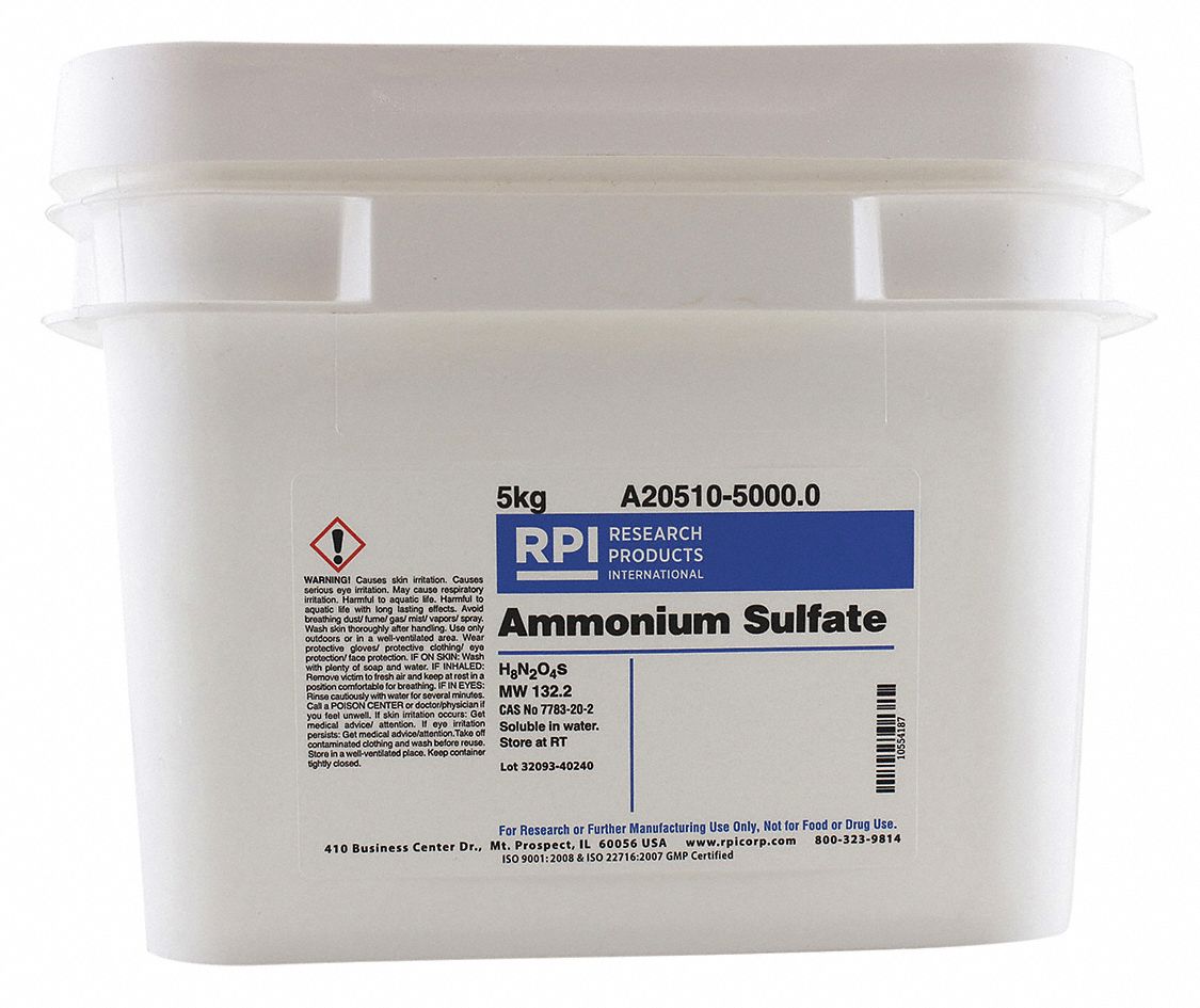 RPI Ammonium Sulfate, Powder, 5 kg, 1 EA 31FW24A205105000.0 Grainger