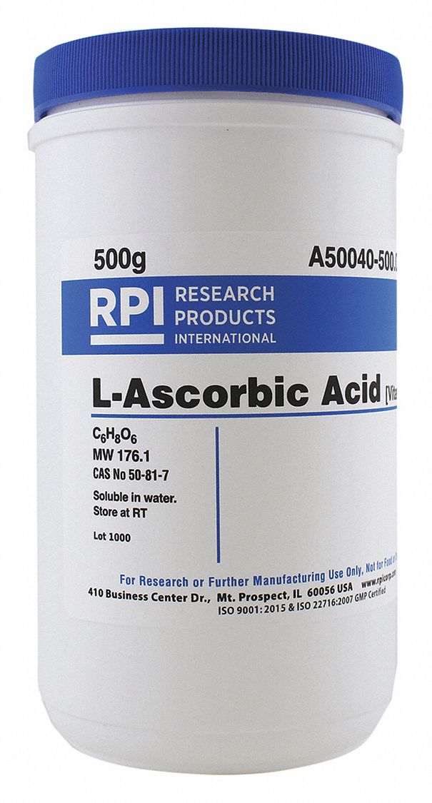 RPI LAscorbic Acid (Vitamin C) 500 g Container Size, Powder 31FW40A50040500.0 Grainger