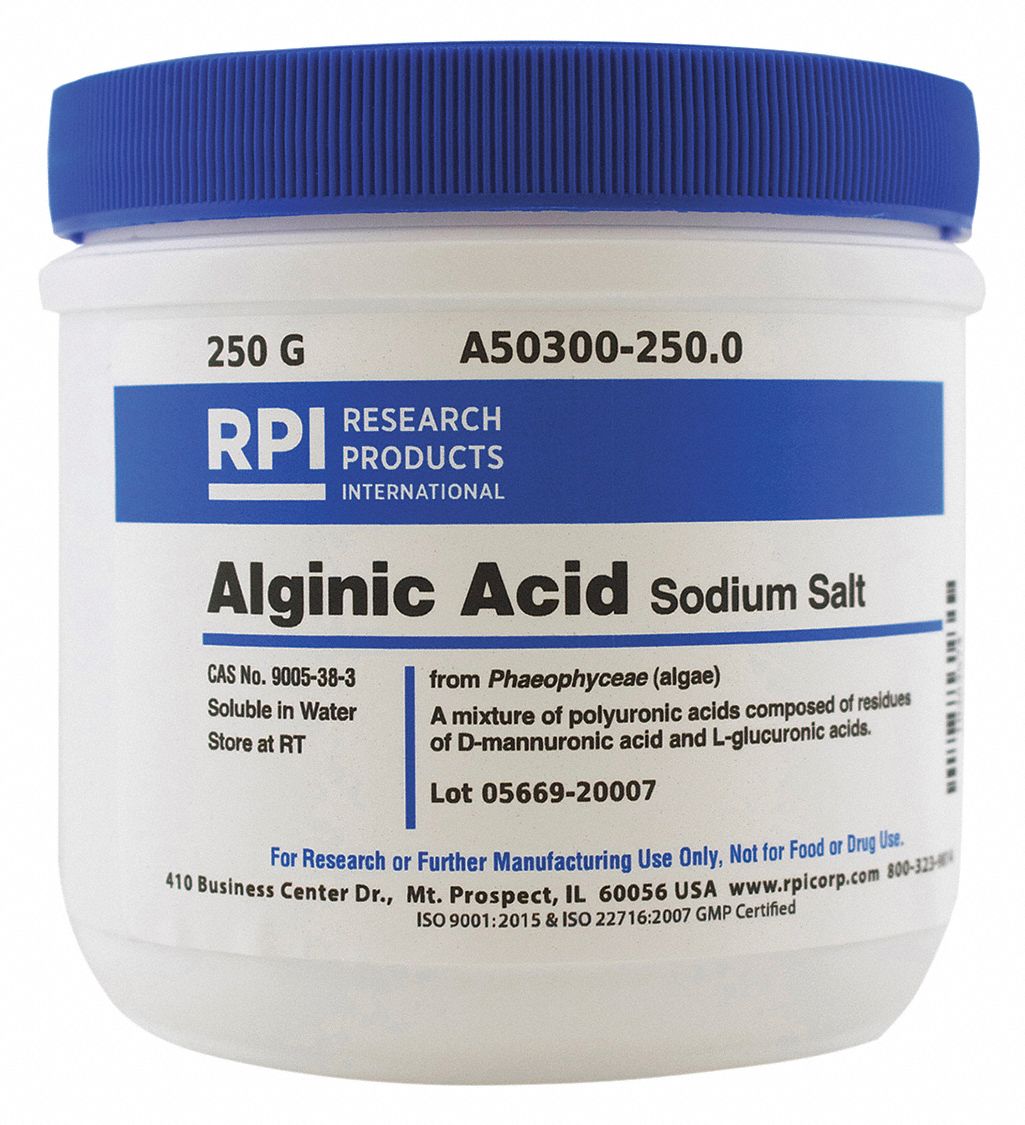 RPI Alginic Acid, Sodium Salt: 250 g Container Size, Powder - 31FW42 ...