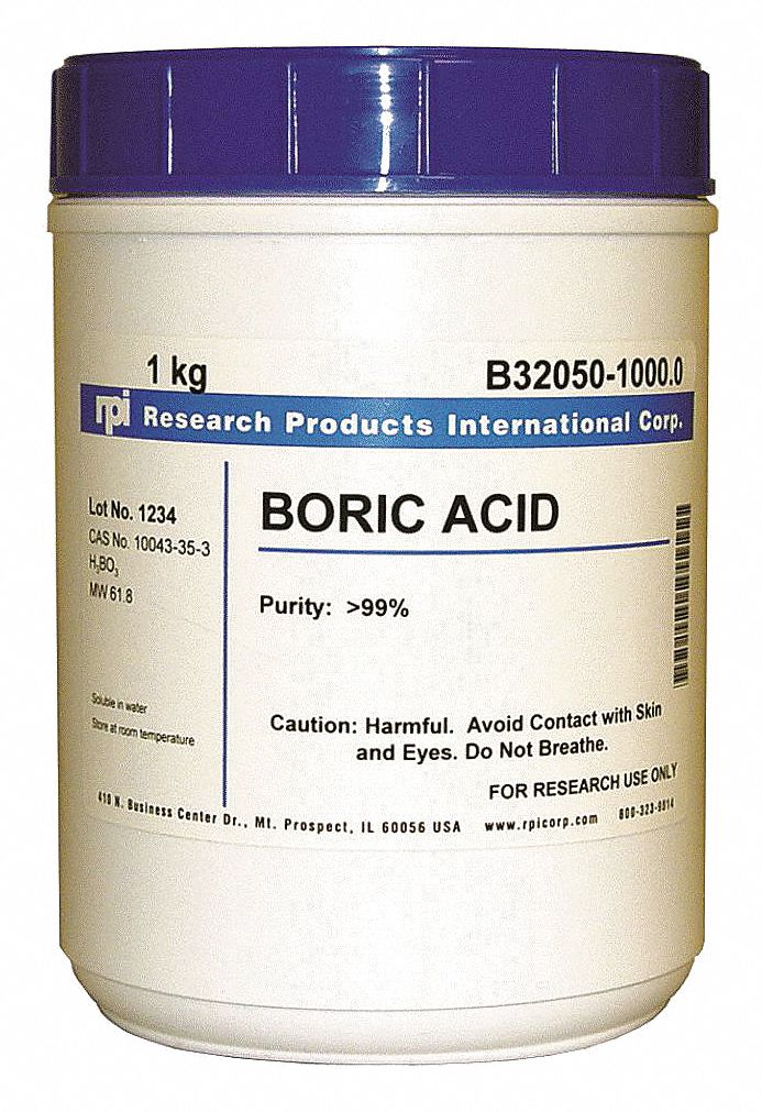 RPI Boric Acid, Powder, 1 kg, 1 EA 31FW66B320501000.0 Grainger