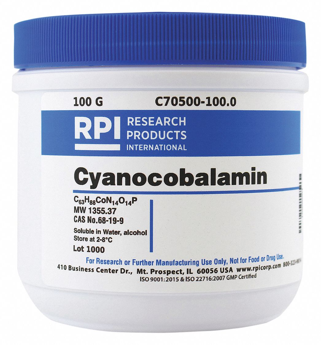 RPI Cyanocobalamin, Powder, 100 G, 1 EA - 31FX68|C70500-100.0 - Grainger