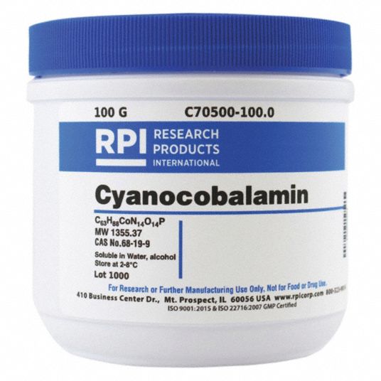 RPI Cyanocobalamin, Powder, 100 g, 1 EA 31FX68C70500100.0 Grainger