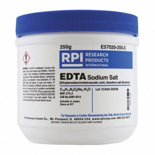 Rpi Edta Disodium Salt Ethylenediaminetetra Acetic Acid Disodium Salt Dihydrate 250 G Powder 31fy13 E570 250 0 Grainger