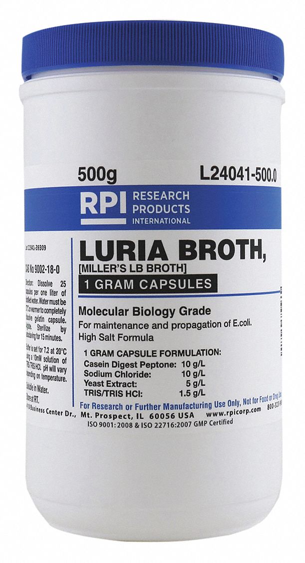 RPI Luria Broth (Millers LB): 500 g Container Size, Caplet, 500 PK ...