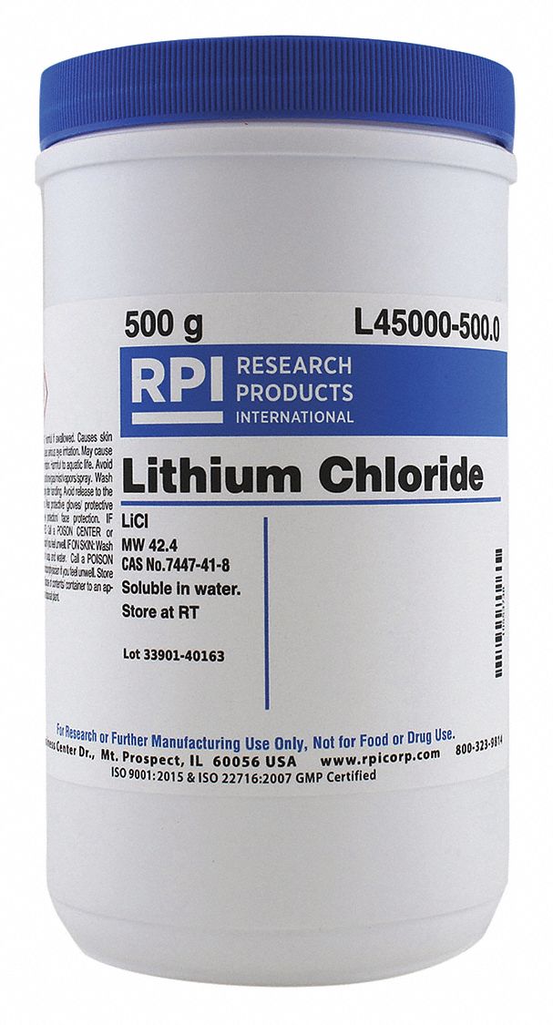 RPI Lithium Chloride, Powder, 500 g, 1 EA - 31FZ80|L45000-500.0 - Grainger