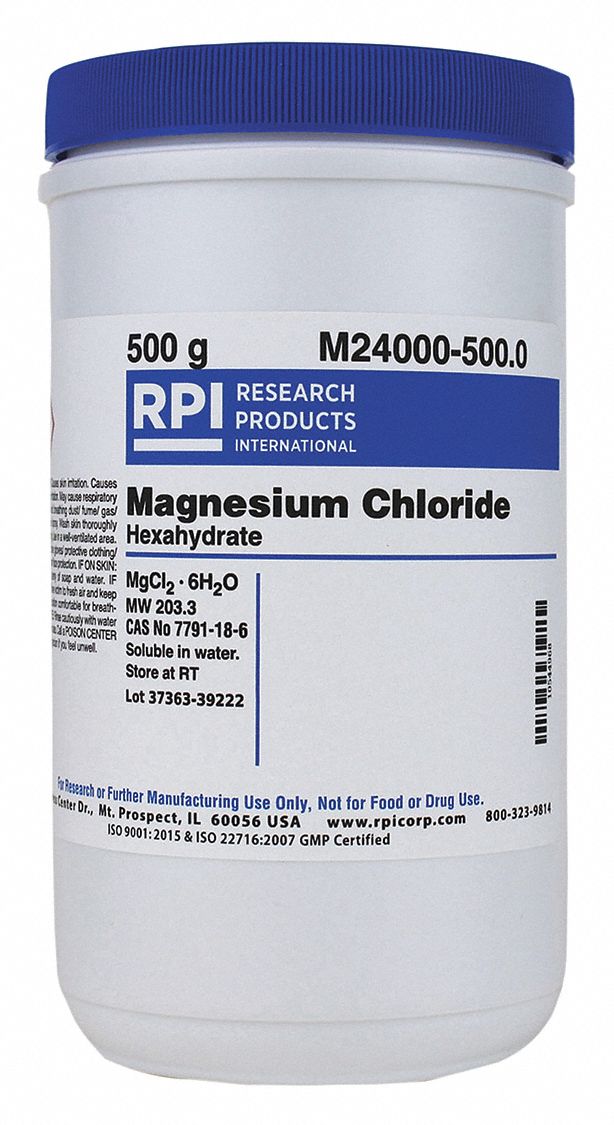 Rpi Magnesium Chloride Hexahydrate 500 G Container Size Powder 31ga09m24000 5000 Grainger