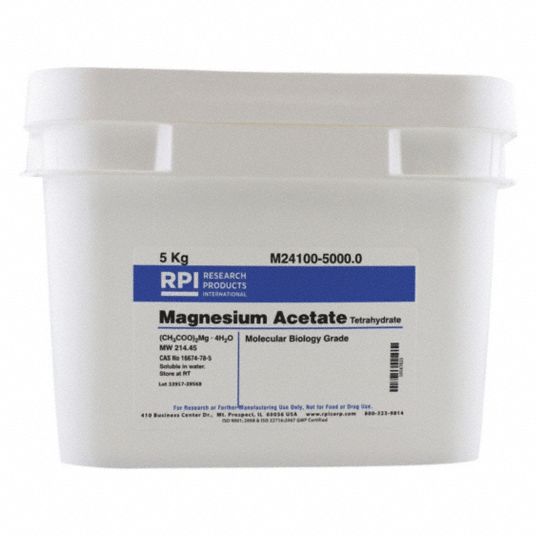 RPI Magnesium Acetate Tetrahydrate, Powder, 5 kg, 1 EA 31GA11M24100