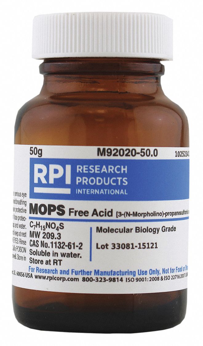 RPI MOPS, Free Acid, 50 G Powder - 31GA57|M92020-50.0 - Grainger