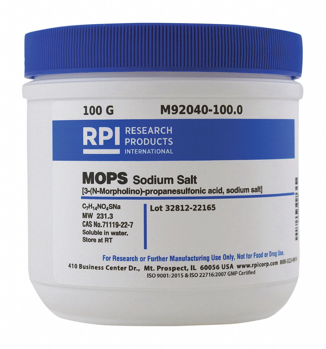 RPI MOPS Sodium Salt M92040, 1119227, 231.3, C7H14NO4SNa, 100 g