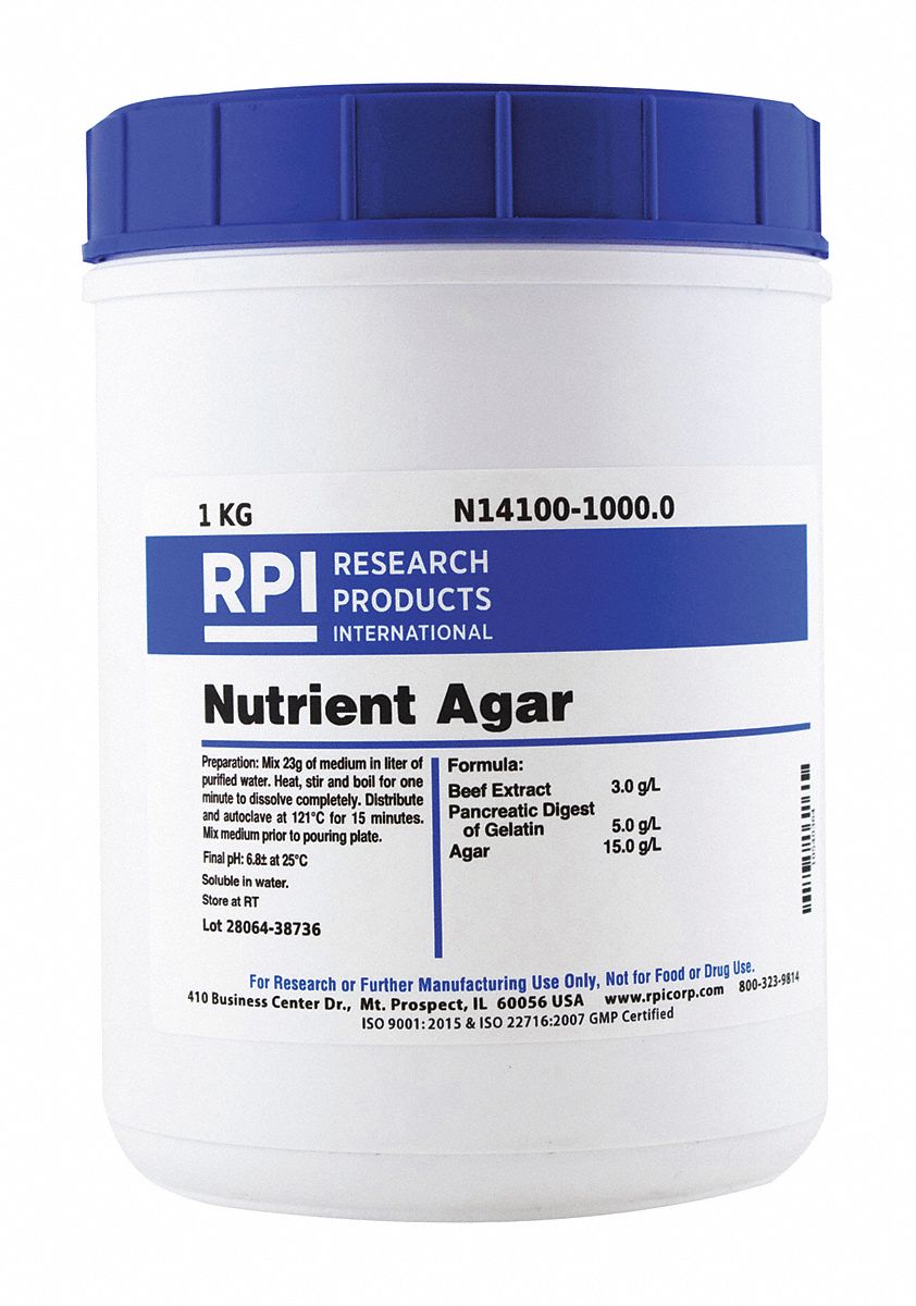 RPI Nutrient Agar, Powder, 1 kg, 1 EA - 31GA73|N14100-1000.0 - Grainger