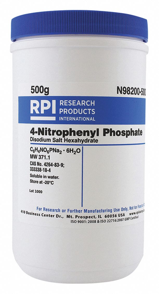 RPI 4-Nitrophenyl Phosphate Disodium Salt Hexahydrate, Powder, 500 g, 1 ...