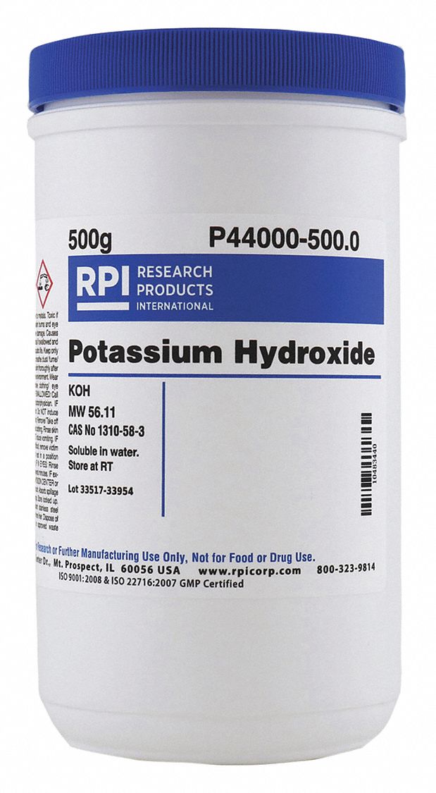 RPI Potassium Hydroxide, Powder, 500 g, 1 EA - 31GD03|P44000-500.0 ...