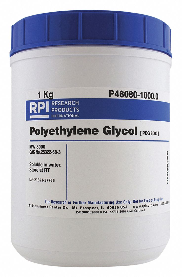 RPI Polyethylene Glycol (PEG 8000): 1 kg Container Size, Powder ...