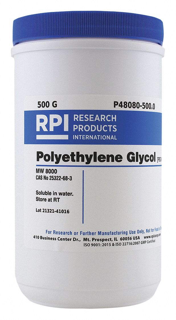 RPI Polyethylene Glycol (PEG 8000), 500g Powder - 31GD08|P48080-500.0 ...