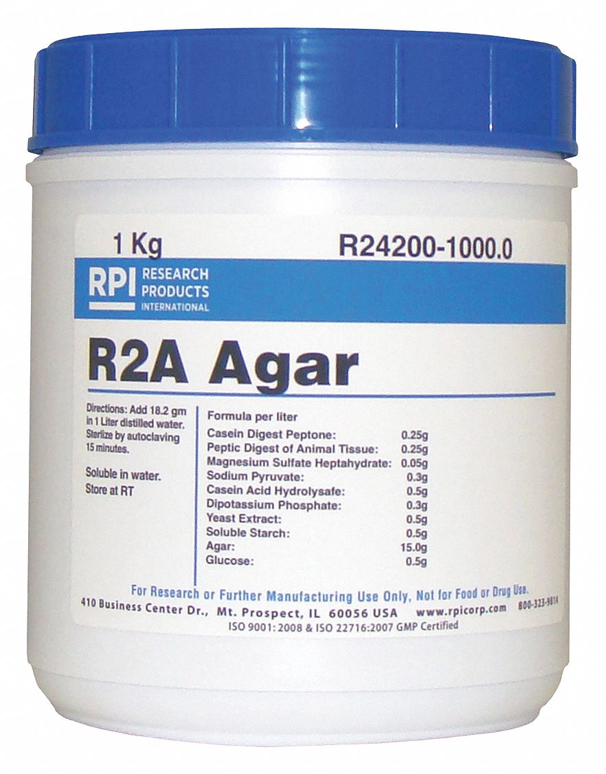 RPI R2A Agar, Powder, 1 kg, 1 EA 31GD44R242001000.0 Grainger