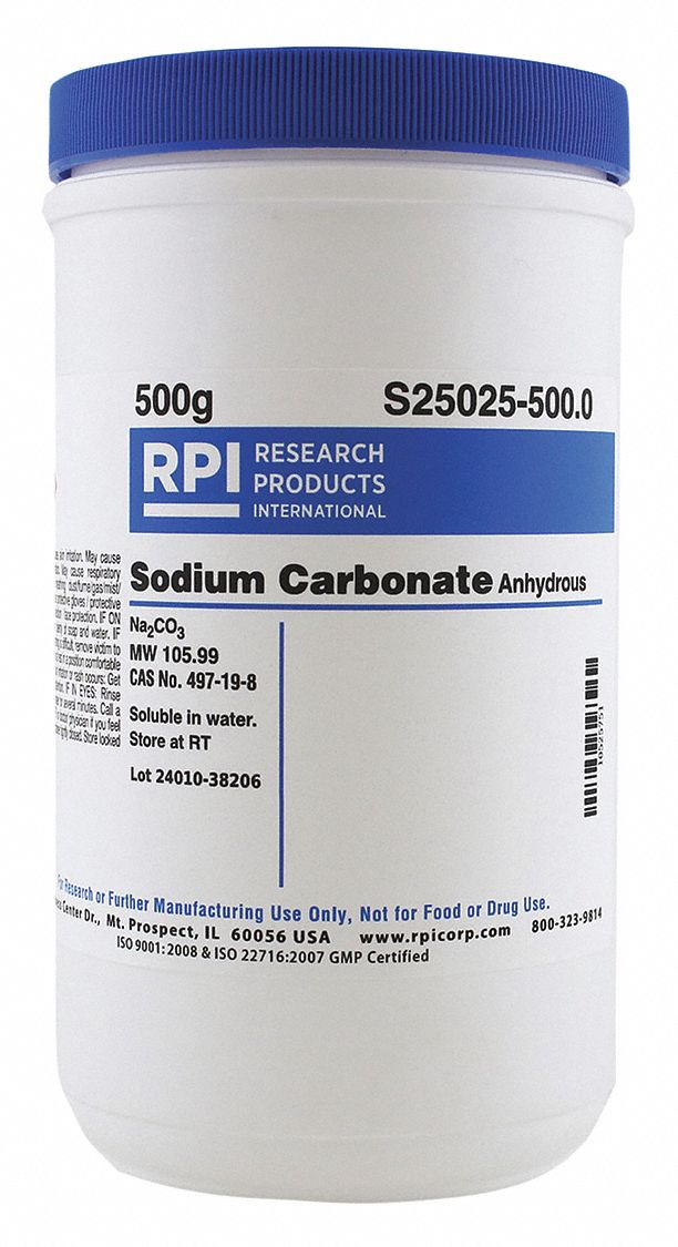 RPI Sodium Carbonate Anhydrous: 500 G Container Size, Powder - 31GD89 ...