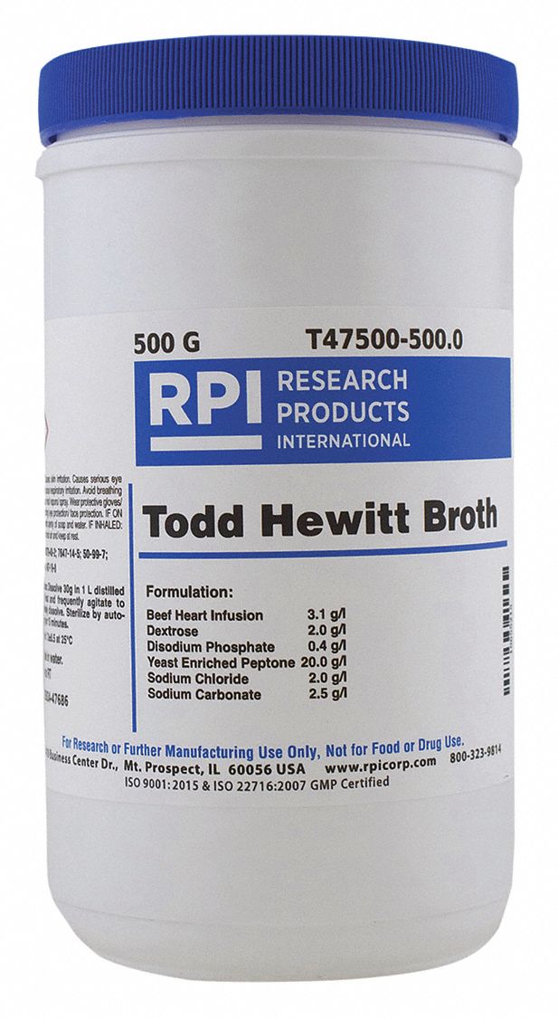 RPI Todd Hewitt Broth, Powder, 500g, 1 EA - 31GE24|T47500-500.0 - Grainger