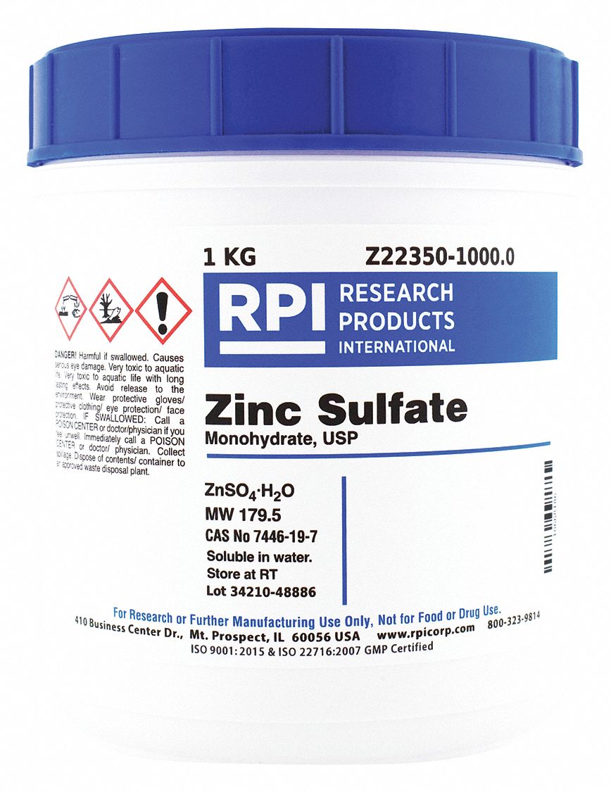 RPI Zinc Sulfate/Monohydrate, Powder, 1 kg, 1 EA 31GE99Z223501000.0