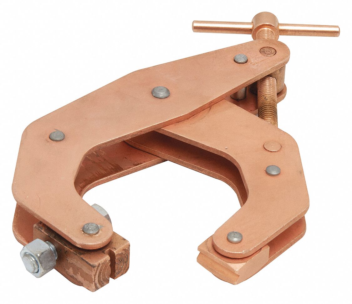 Welding Ground Clamp: 400 A, 3 AWG, Copper-Plated Steel