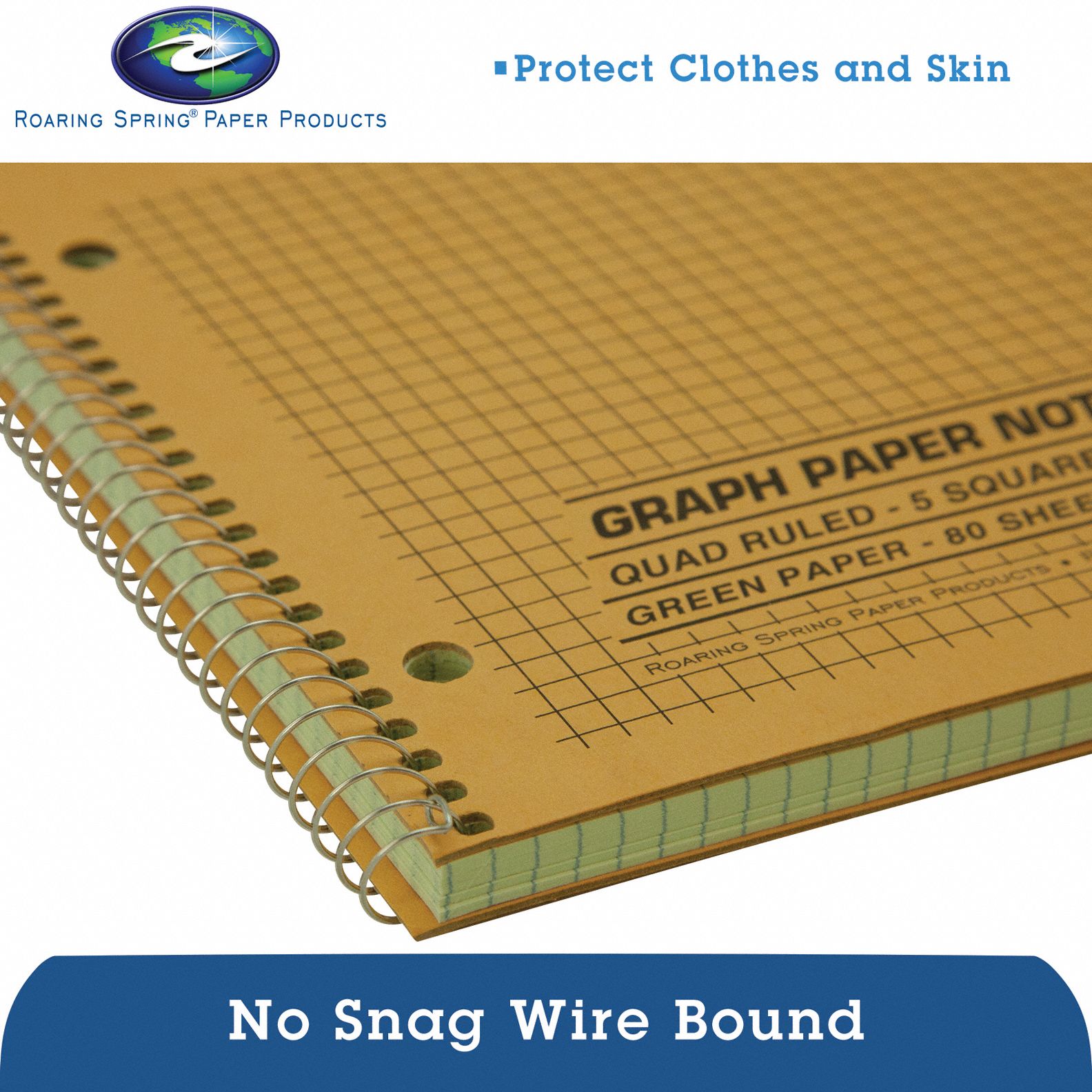 ROARING SPRING Notebook Quadrille, Wirebound, 80 Sheets, 0 Carbon