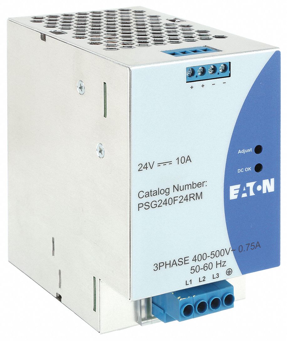 DC Power Supply: DIN Rail, 240 W Output Power - Rated, 10 A Current - Output, Three Phase