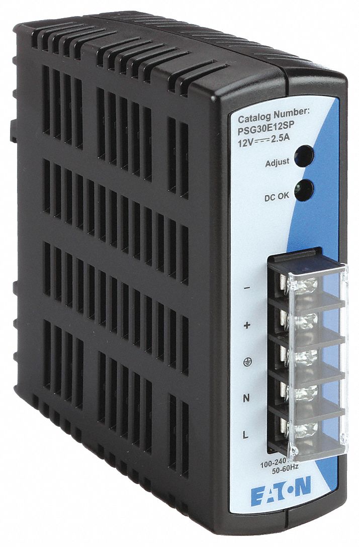 DC Power Supply: DIN Rail, 30 W Output Power - Rated, 2.5 A Current - Output, Single Phase