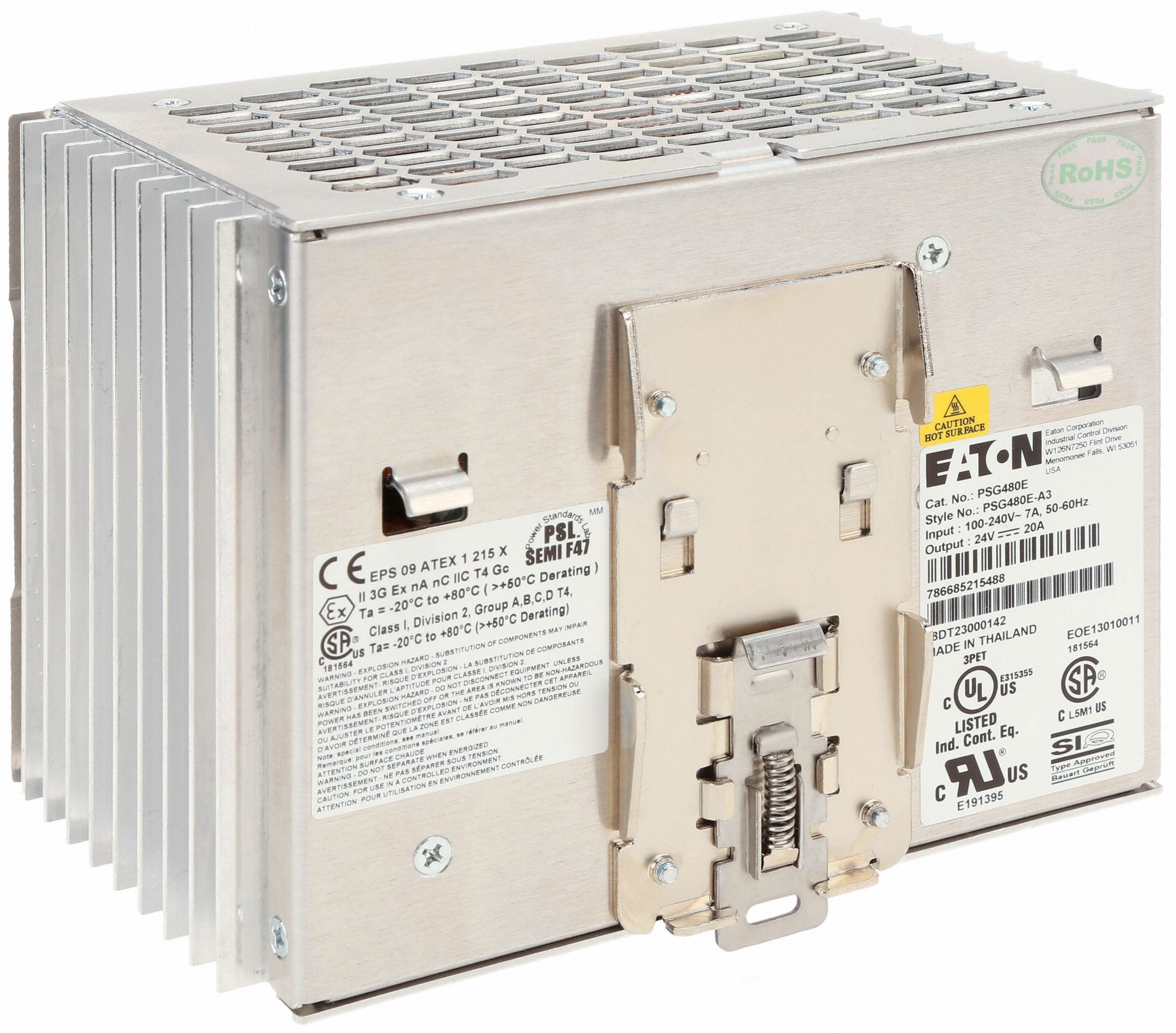 EATON DC Power Supply 100 to 240 V AC, Single, 24V DC, 480W, 20, DIN