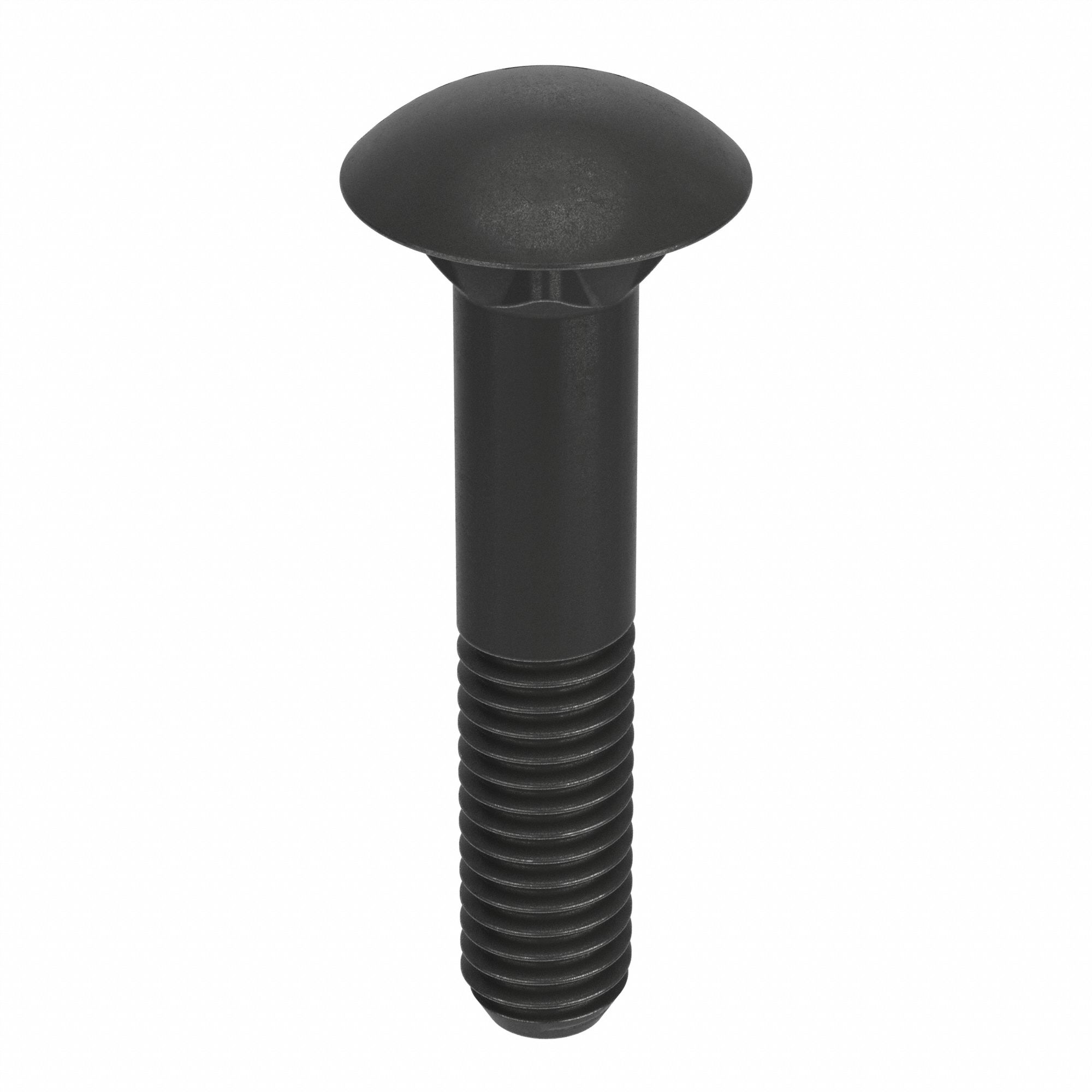 CARRIAGE BOLT, SQUARE, STEEL, UNC, GRADE 2, BLACK OXIDE, ½"-13 THREAD, 2½ IN L, INCH, 25 PK