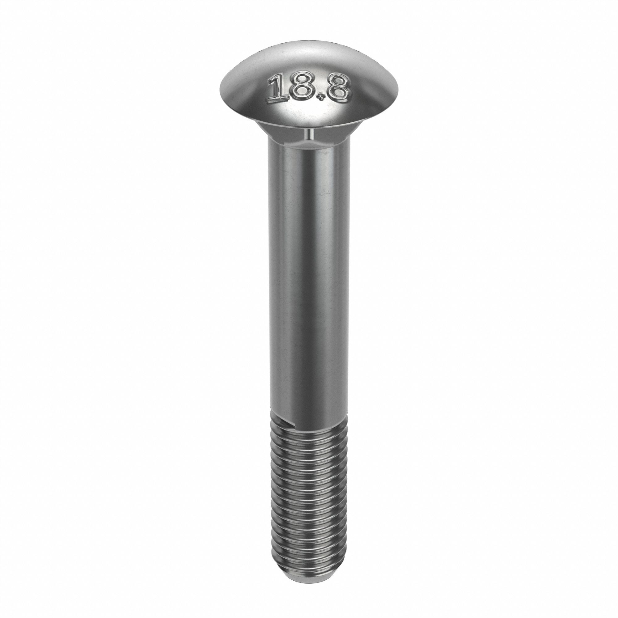 Carriage Bolt: Square Neck, 1/2"-13 Thread Size, 3 1/2 in lg, Stainless Steel, 18-8, Plain, 10 PK
