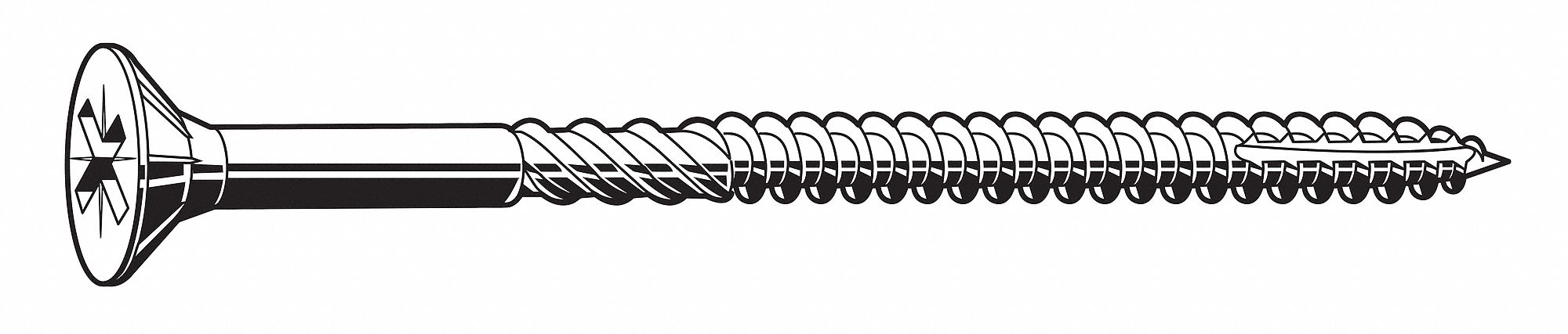 Multi Screw, #6, Flat, Zinc, 2"L, PK3400