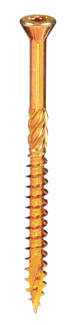 Deck Screw: #8 Size, 2 1/2 in Lg, Steel, Zinc Yellow, Flat, Torx®/Star, 200 PK