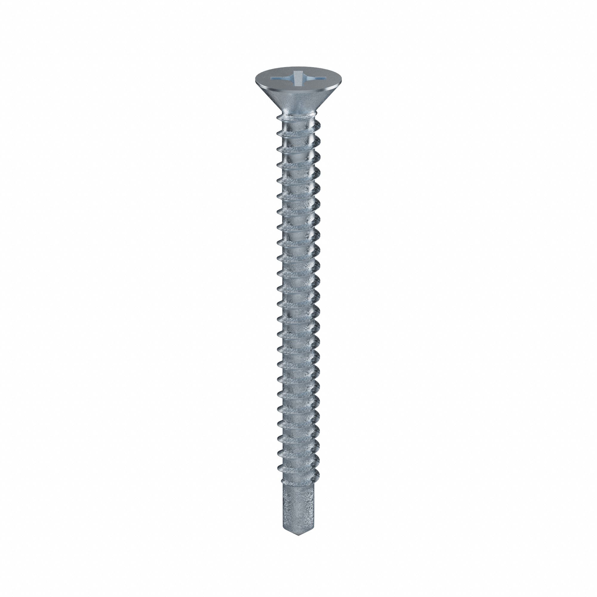 Self-Drilling Screw: #6 Size, 1 1/2 in Lg, Steel, Zinc-Plated, Flat, Phillips, 100 PK