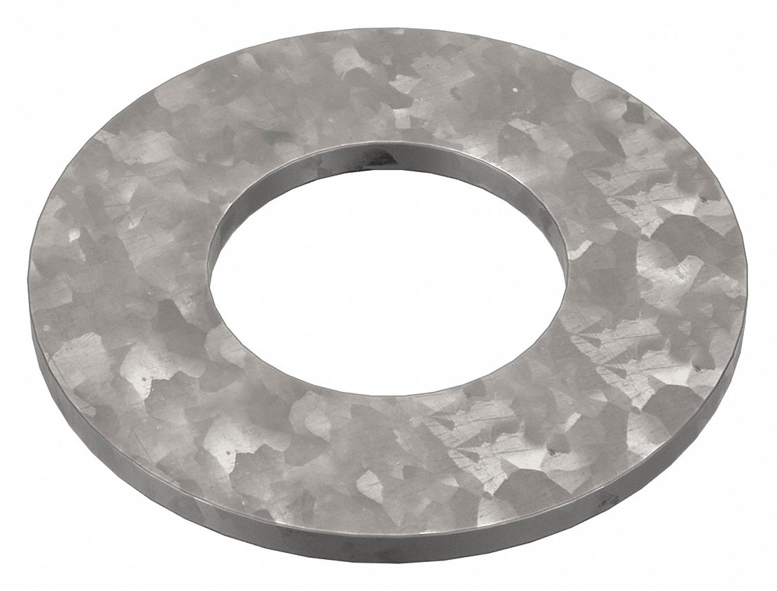 Flat Structural Washer: Through Hardened, Hot Dipped Galvanized, Steel, 1 1/4 in Screw Sz, 5 PK