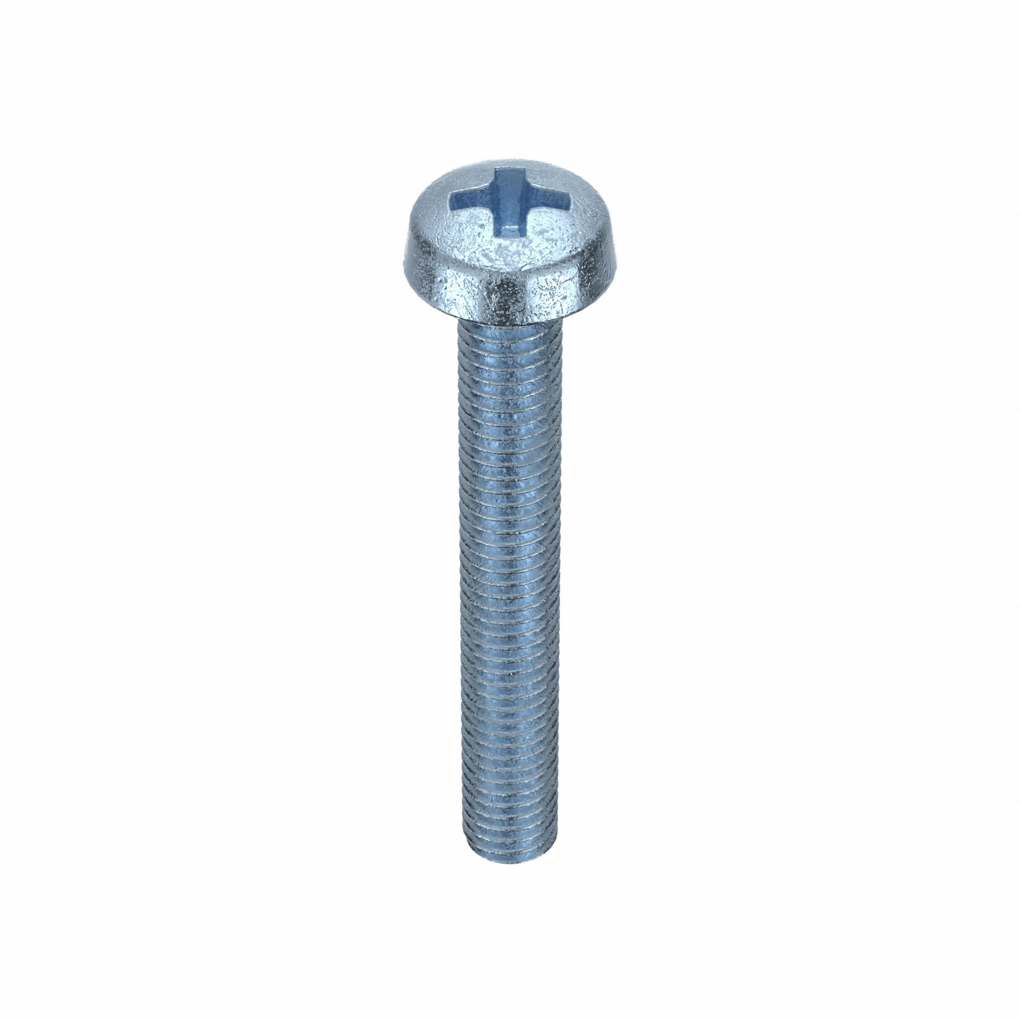 MACHINE SCREW, M6 THREAD, 45MM L, STEEL, ZINC PLATED, FILLISTER, PHILLIPS, METRIC, 50 PK