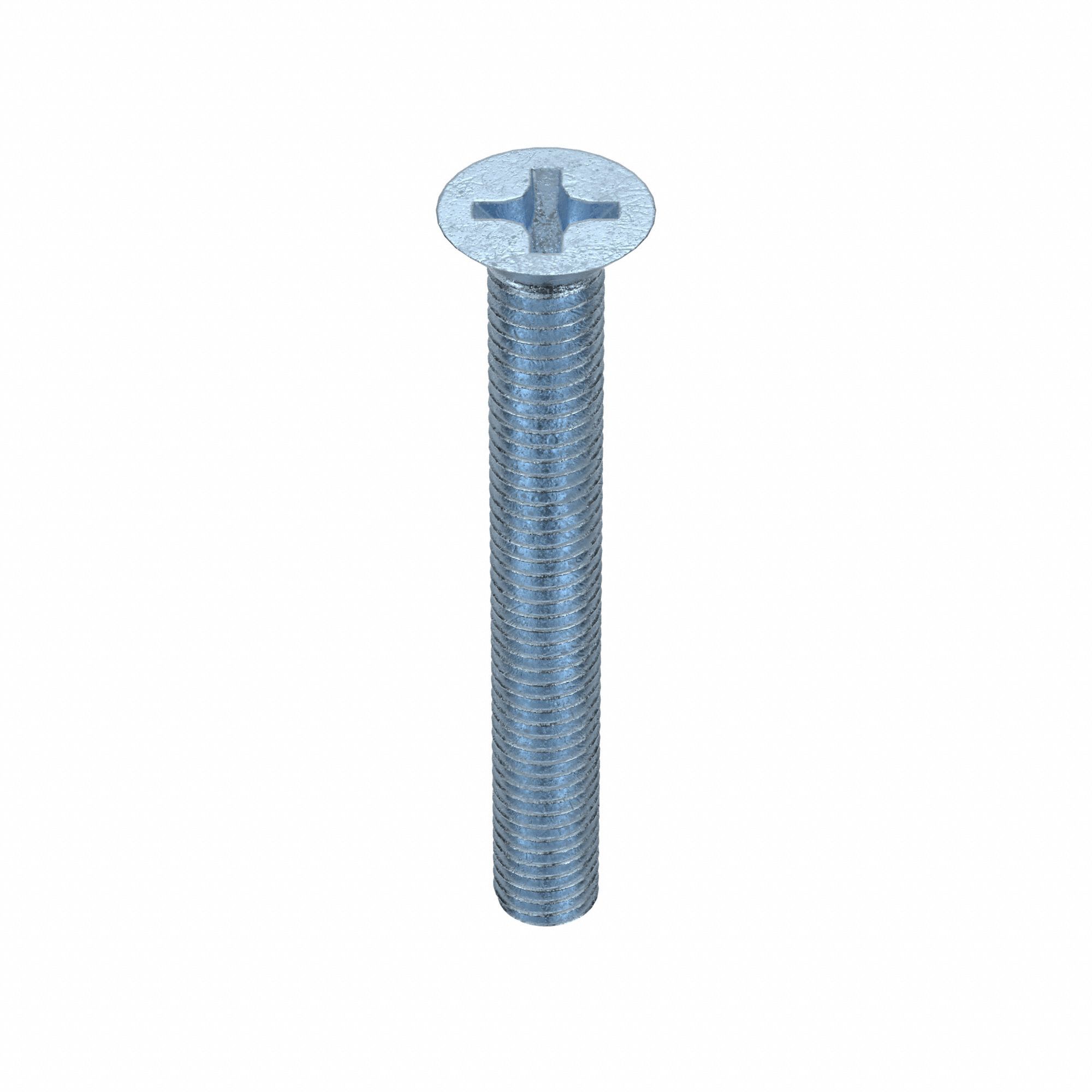 Machine Screw: M5x0.80 Thread Size, 40 mm Lg, Class 4.8, Steel, Zinc-Plated, Flat, Phillips, 50 PK