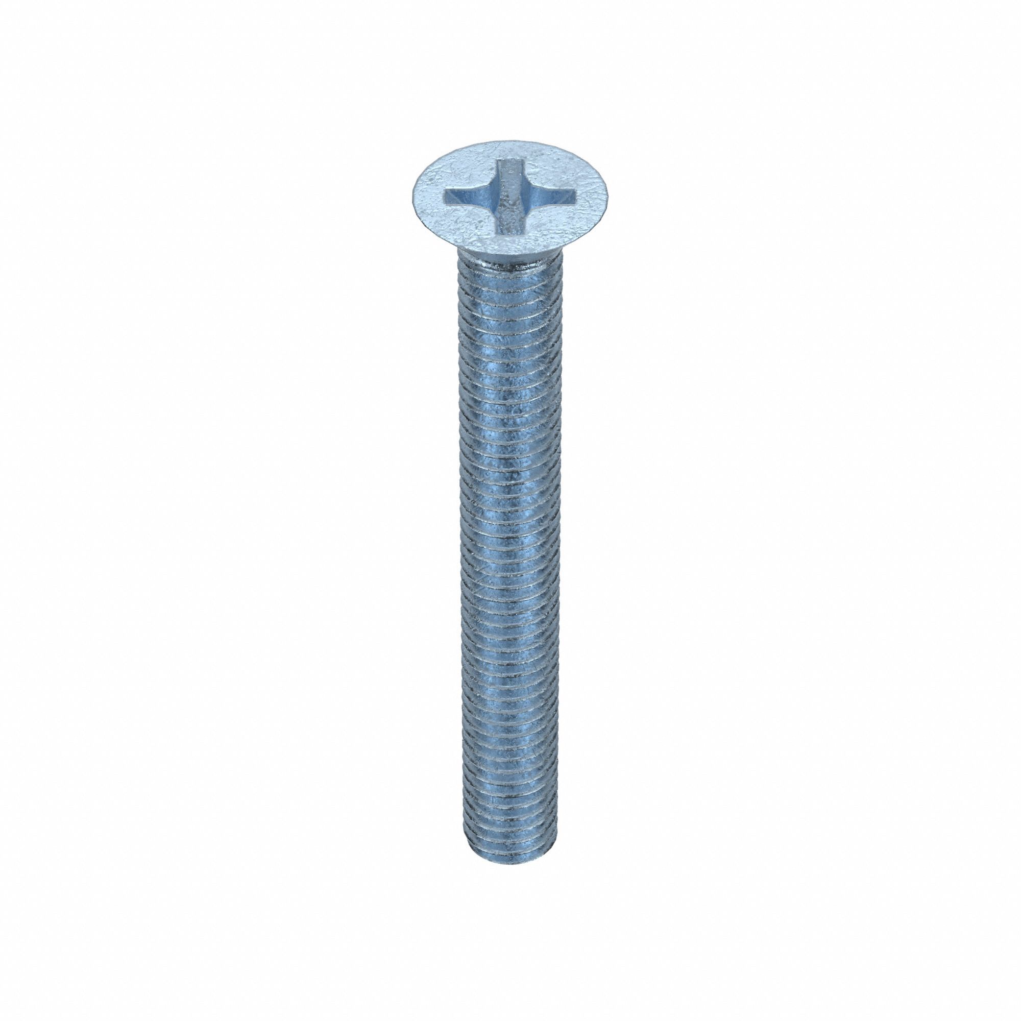Machine Screw: M6x1.00 Thread Size, 50 mm Lg, Class 4.8, Steel, Zinc-Plated, Flat, Phillips, 50 PK