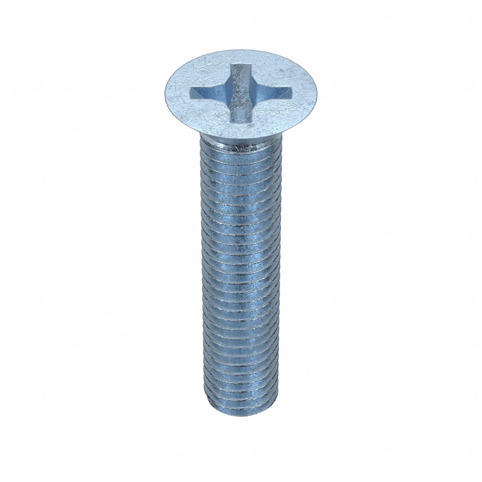 Machine Screw: M8x1.25 Thread Size, 40 mm Lg, Class 4.8, Steel, Zinc-Plated, Flat, Phillips, 25 PK