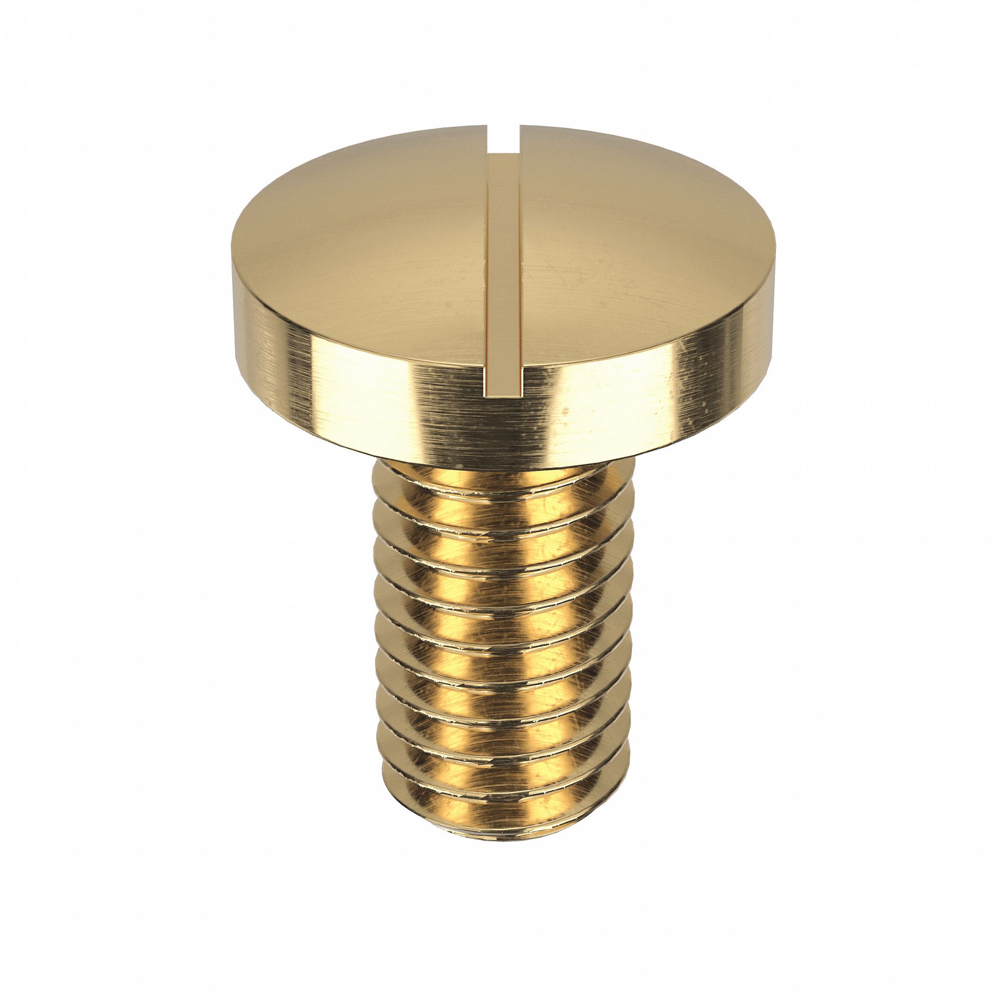 Machine Screw: M3x0.50 Thread Size, 6 mm Lg, Brass, Plain, Pan, Slotted, Machine Screw, 50 PK