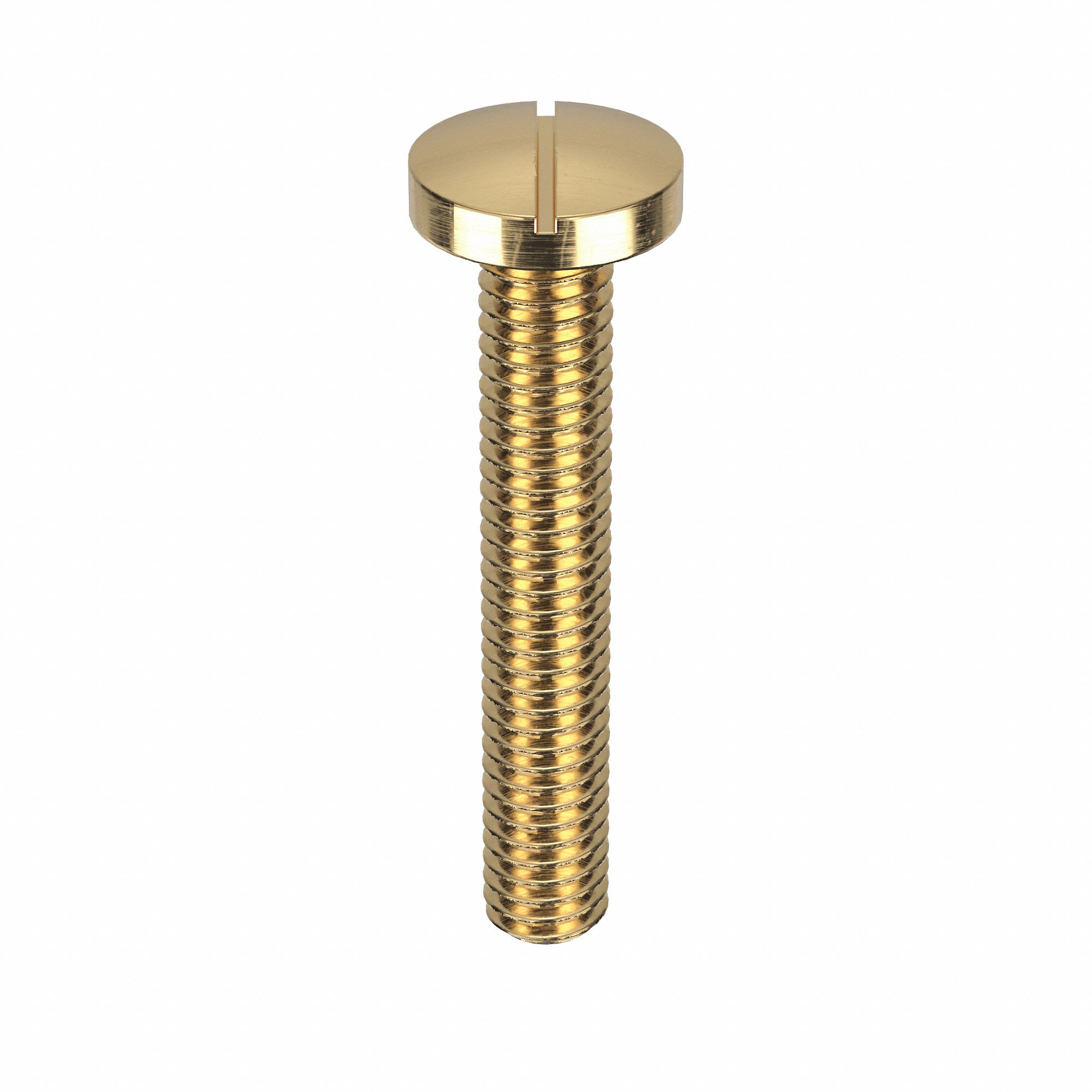 Machine Screw: M4x0.70 Thread Size, 25 mm Lg, Brass, Plain, Pan, Slotted, Machine Screw, 25 PK