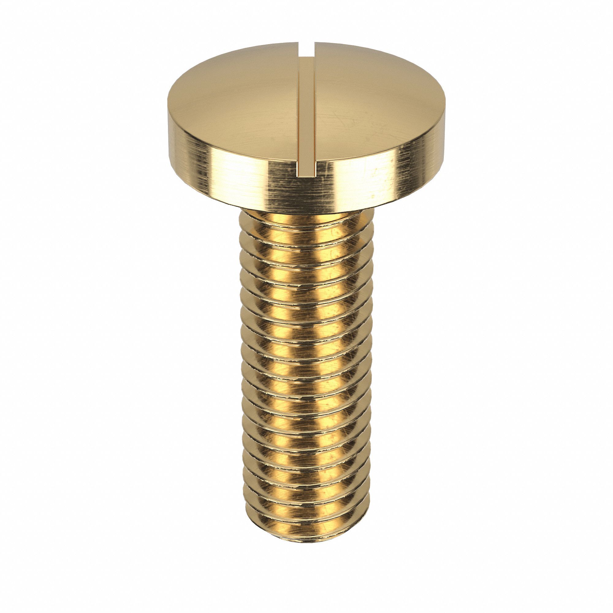 Machine Screw: #10-24 Thread Size, 1 in Lg, Brass, Pan, Slotted, Machine Screw, 25 PK