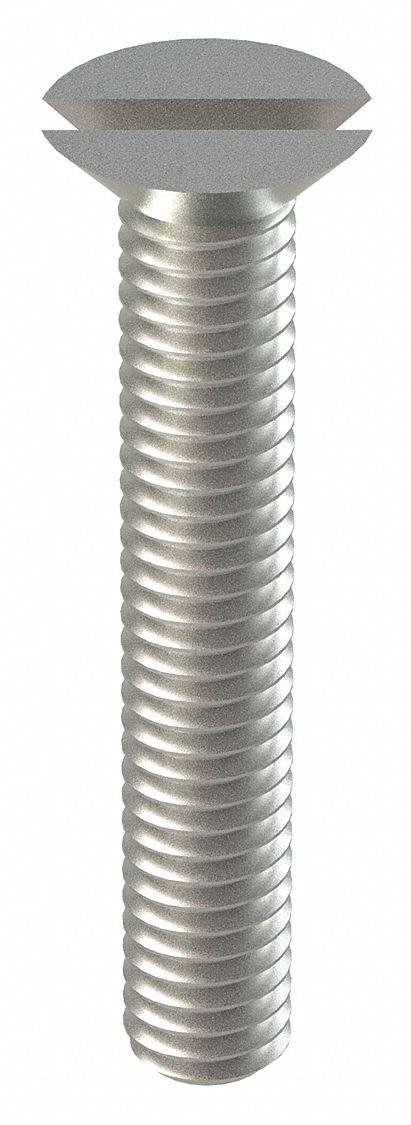 Machine Screw: M6x1.00 Thread Size, 25 mm Lg, 18-8, Stainless Steel, Plain, Flat, Slotted, 50 PK