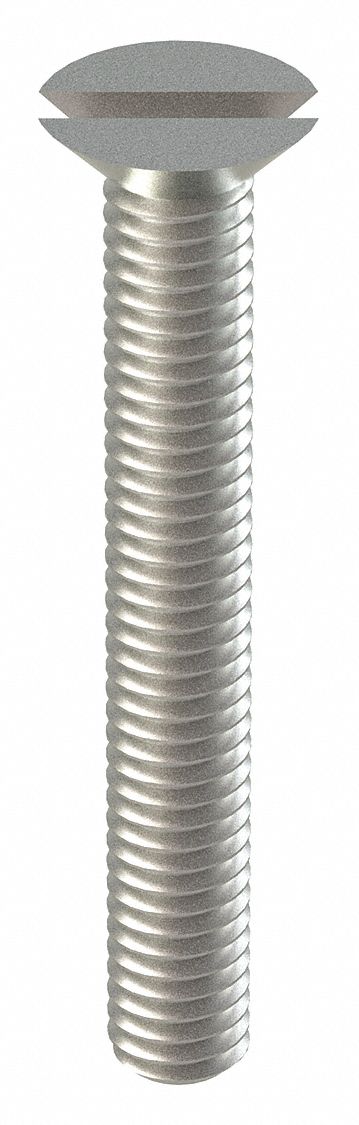 Machine Screw: M4x0.70 Thread Size, 30 mm Lg, 18-8, Stainless Steel, Plain, Flat, Slotted, 100 PK