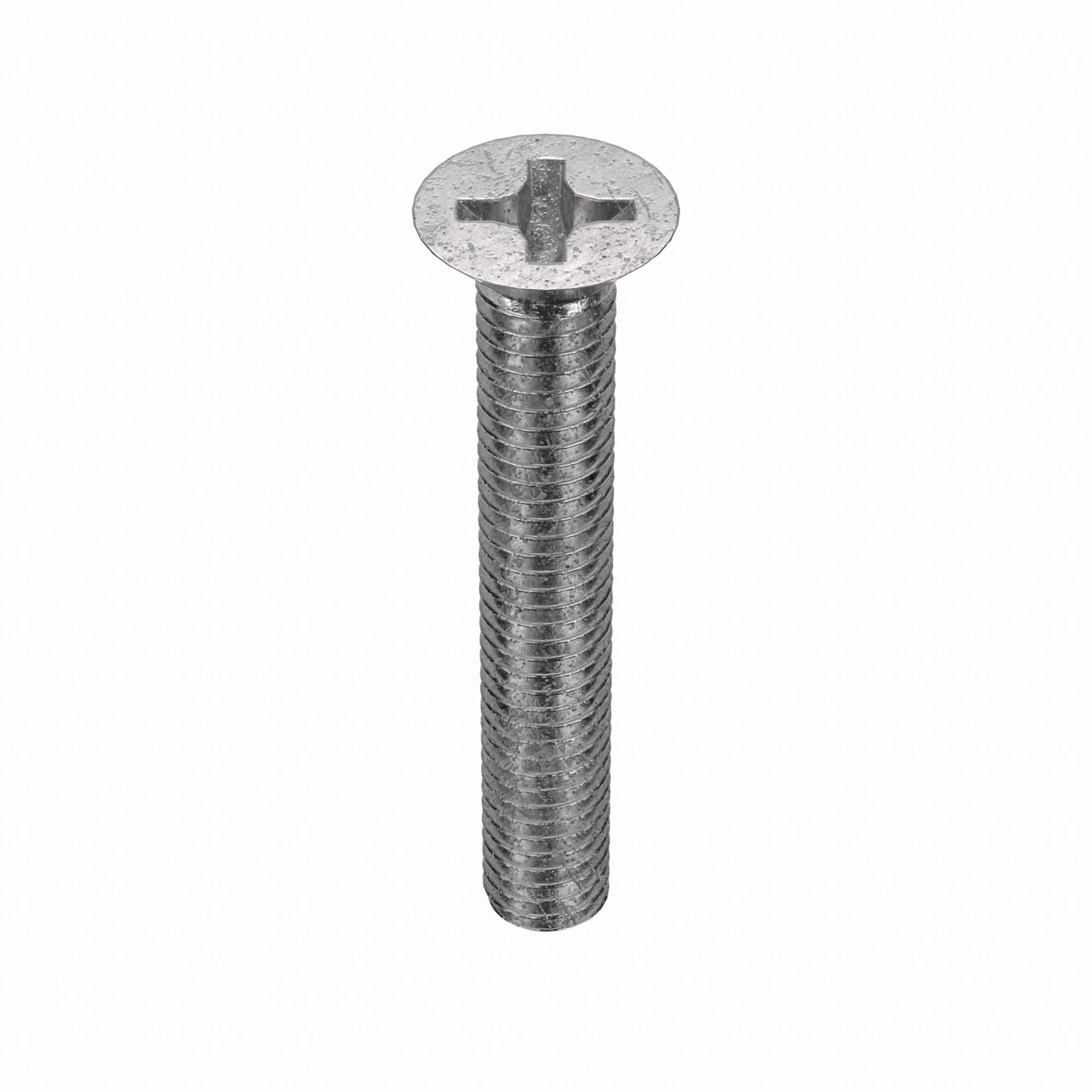Machine Screw: M3x0.50 Thread Size, 20 mm Lg, 316, Stainless Steel, Plain, Flat, Phillips, 50 PK