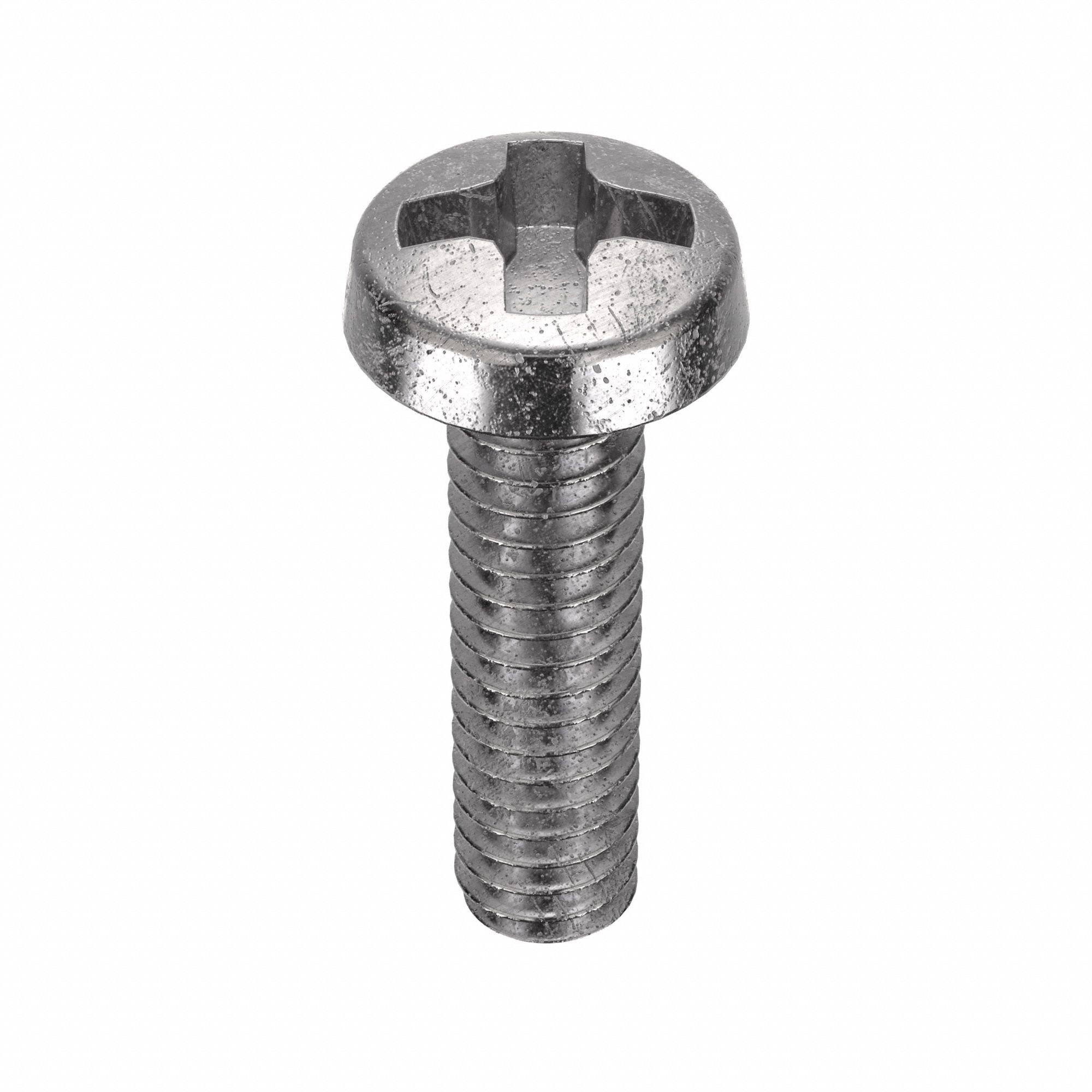 Machine Screw: M2x0.40 Thread Size, 8 mm Lg, 316, Stainless Steel, Plain, Cheese, Phillips, 50 PK