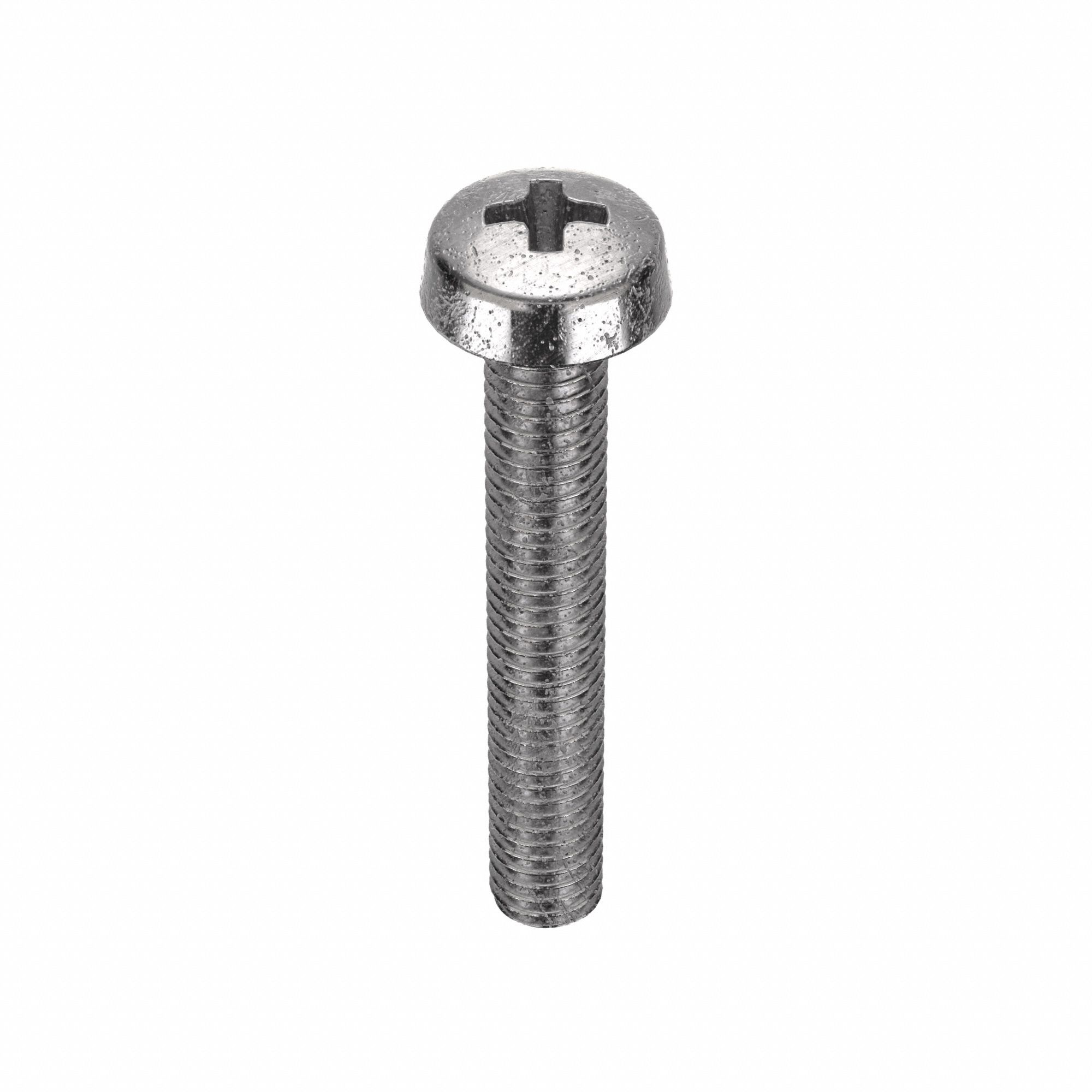 Machine Screw: M3x0.50 Thread Size, 20 mm Lg, 316, Stainless Steel, Plain, Cheese, Phillips, 50 PK