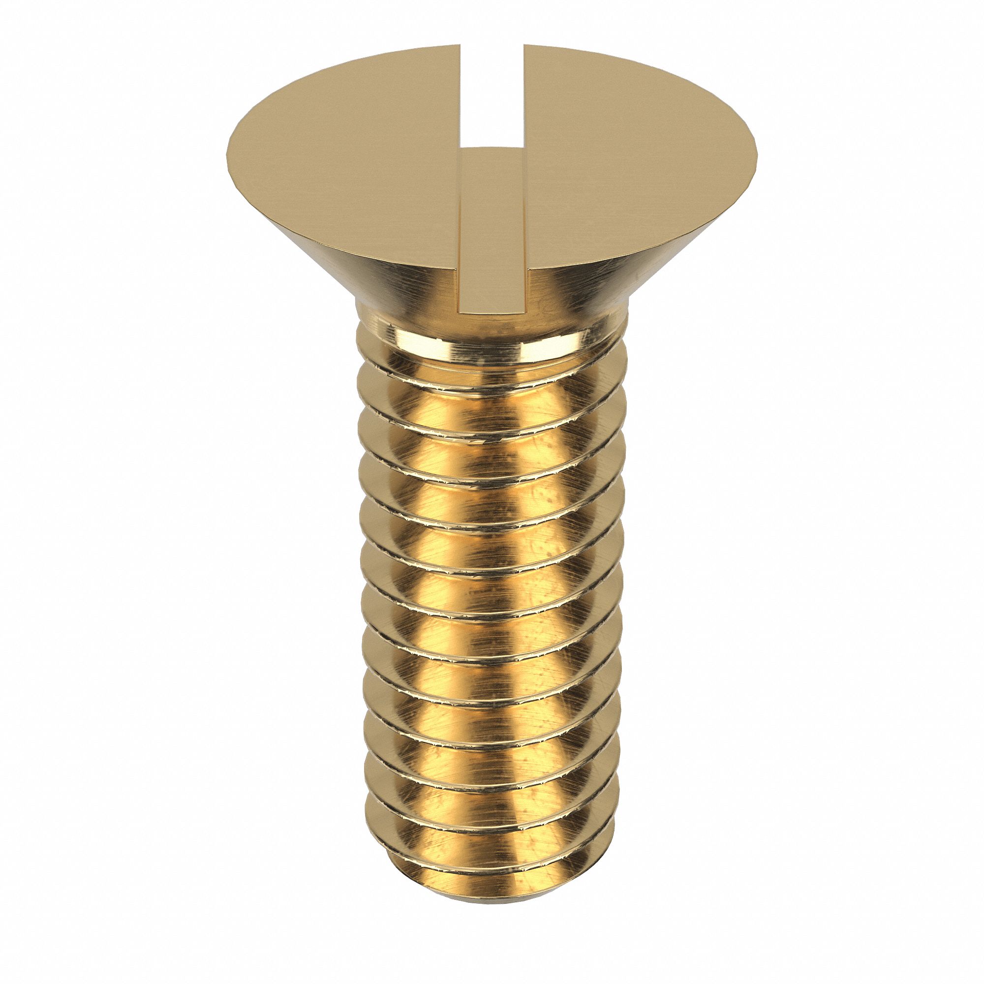 Machine Screw: #8-32 Thread Size, 1/2 in Lg, Brass, Plain, Flat, Slotted, Machine Screw, 50 PK