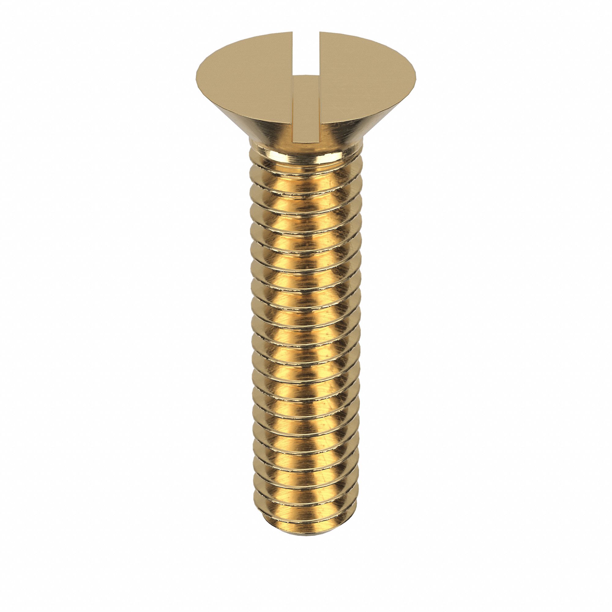 Machine Screw: #8-32 Thread Size, 3/4 in Lg, Brass, Plain, Flat, Slotted, Machine Screw, 50 PK