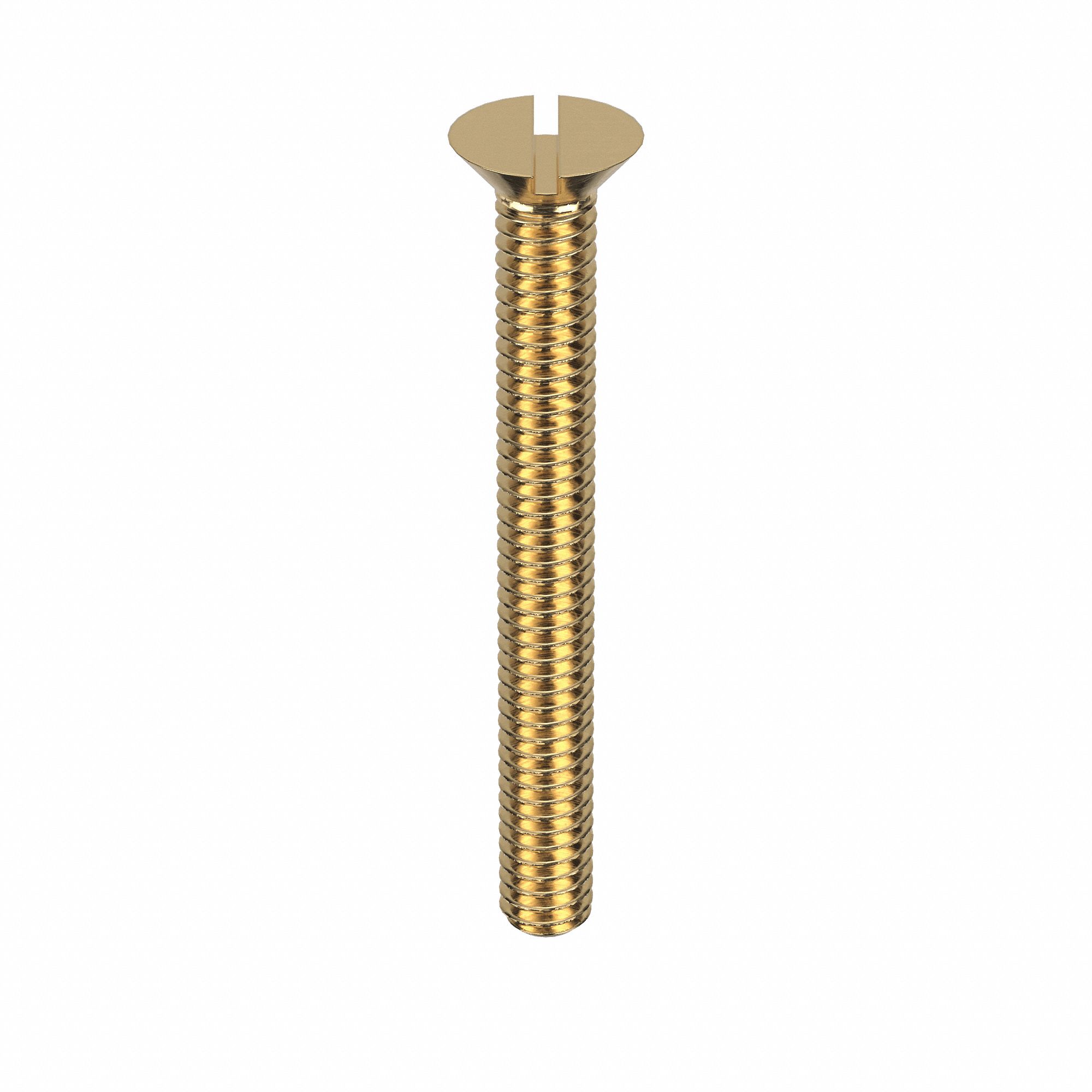 Machine Screw: #8-32 Thread Size, 1 1/2 in Lg, Brass, Plain, Flat, Slotted, Machine Screw, 50 PK