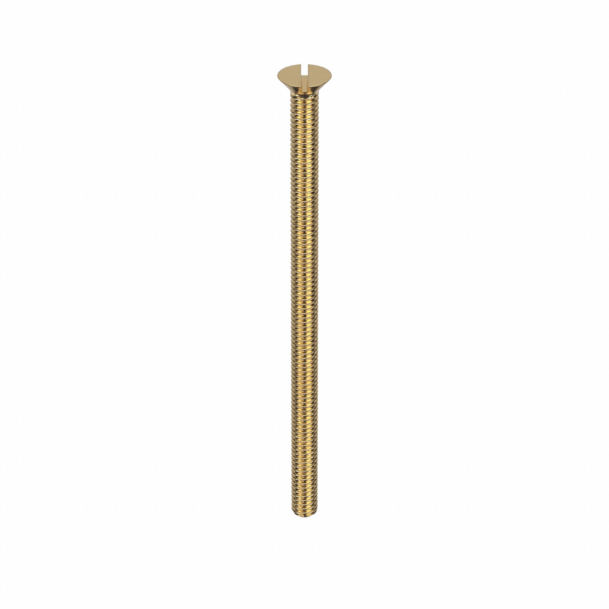 Machine Screw: #8-32 Thread Size, 3 in Lg, Brass, Plain, Flat, Slotted, Machine Screw, 50 PK