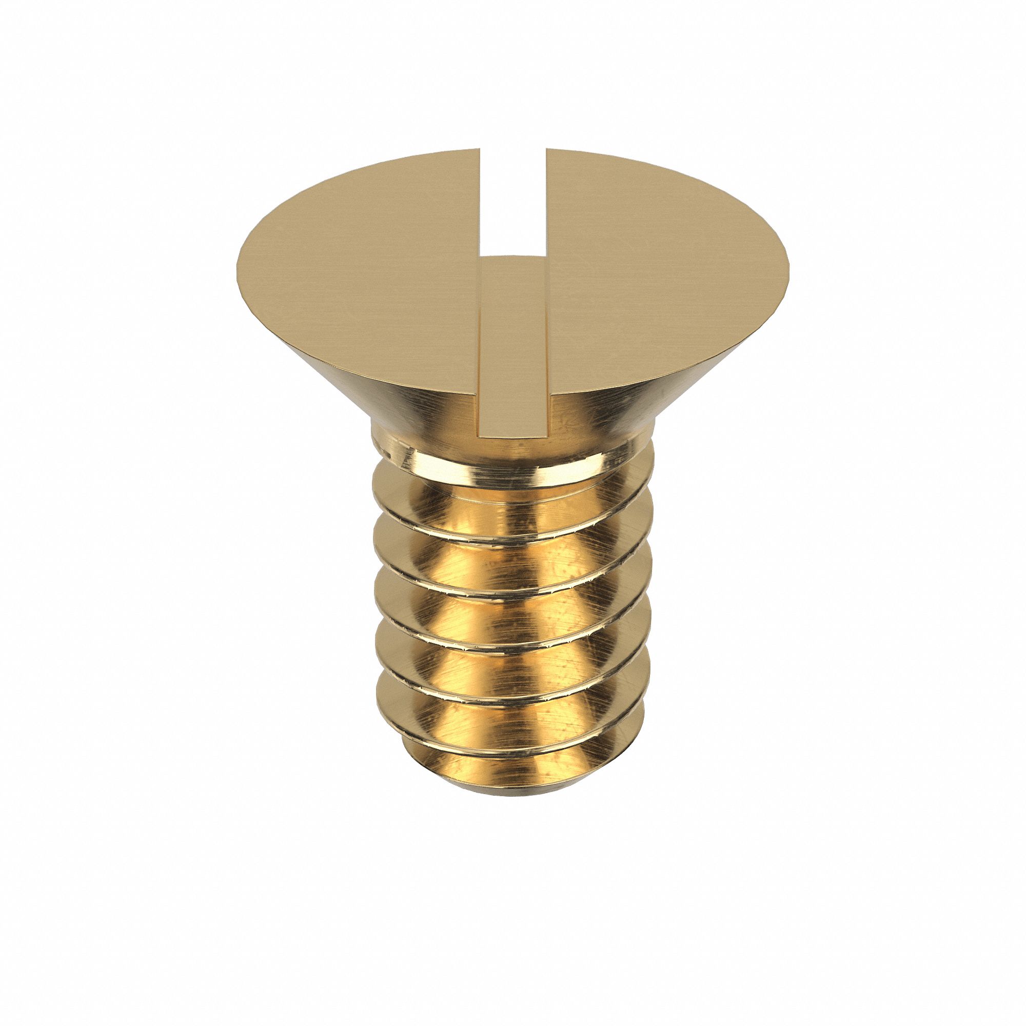 Machine Screw: #10-24 Thread Size, 3/8 in Lg, Brass, Plain, Flat, Slotted, Machine Screw, 50 PK